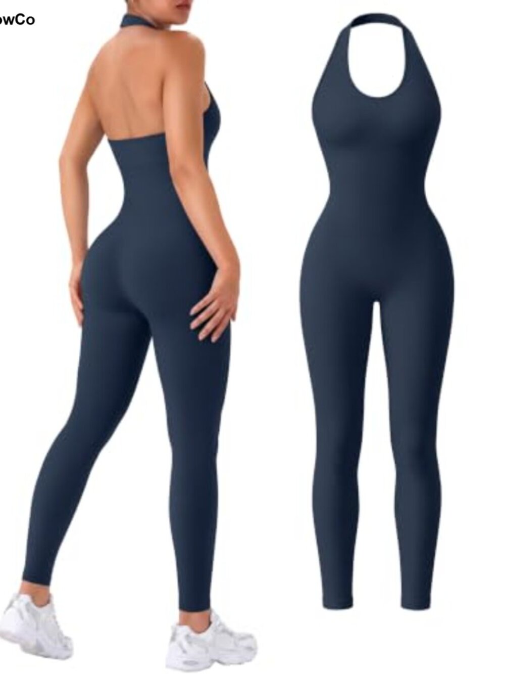 Seamless Halter Neck Tummy Control Jumpsuit One Piece Padded Sleeveless Sculpt